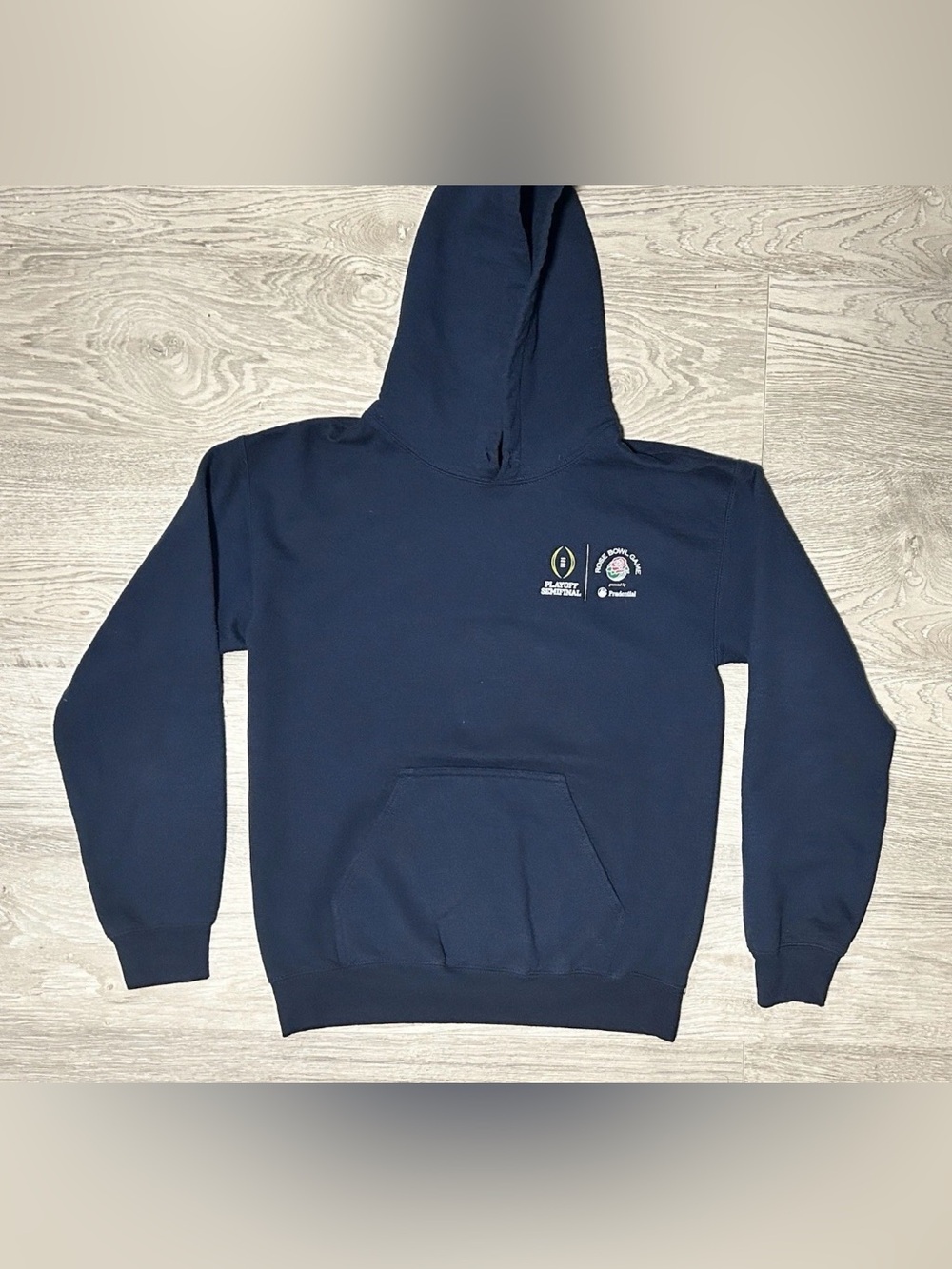 2024 NCAA Michigan Football Rose Bowl Champions Men Blue Graphic Hoodie Sweater